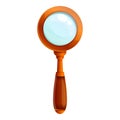 Wood magnify glass icon, cartoon style Royalty Free Stock Photo