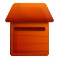Wood mailbox icon, cartoon style Royalty Free Stock Photo