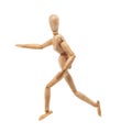 Wood man model with running pose Royalty Free Stock Photo