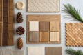 Wood and material samples creating a natural interior design mood board - generated by ai Royalty Free Stock Photo