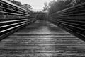 Wood and metal bridge in black and white