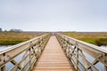 Wood and metal bridge crossing the Rodeo Lagoon towards Rodeo Beach, Marin Headlands, Golden Gate Recreation Area, Marin County, Royalty Free Stock Photo