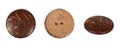 Wood natural buttons isolated, white background Royalty Free Stock Photo