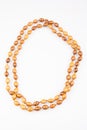 Wood necklace beads string jewerly in white background