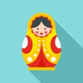 Wood nesting doll icon, flat style