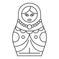 Wood nesting doll icon, outline style