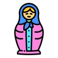 Wood nesting doll icon, outline style