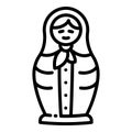 Wood nesting doll icon, outline style