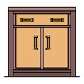 Wood nightstand icon color outline vector