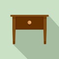 Wood nightstand icon, flat style