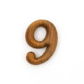 wood number nine on white