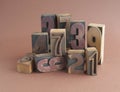 Wood numbers group Royalty Free Stock Photo