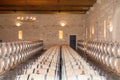 Wood oak Barrels in Wine Cellar in Bordeaux Wineyard Royalty Free Stock Photo