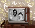 Wood old tv nerd silly couple retro man woman