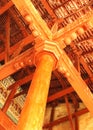 Wood ornamental pillar in ministry hall- dharbar hall- of the thanjavur maratha palace