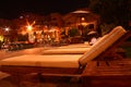 Wood Outdoor lounger for Swimming Pool at Night