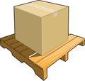 Wood Pallet with Cardboard Box Royalty Free Stock Photo