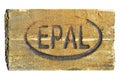 Wood pallet feet used in transport and storage, international logo euro epal pallet Royalty Free Stock Photo