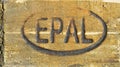 Wood pallet feet used in transport and storage, international logo euro epal pallet Royalty Free Stock Photo