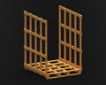 Wood pallet with two side frame, 3d render