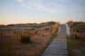 Wood passarel over the dunes on Vao beach in Vigo, Spain Royalty Free Stock Photo