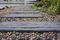 Wood path in garden Royalty Free Stock Photo