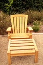 Wood patio lounge chairs in the backyard