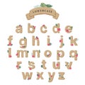 Wood pattern alphabet letter.lowercase graphic font