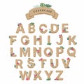 Wood pattern alphabet letter.uppercase graphic font