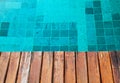 Wood pavement with pool edge