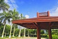 Wood pavilion in the coconut forest Royalty Free Stock Photo