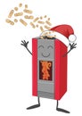 Wood pellet stove cartoon