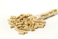 Wood pellets, birch and twig with leaves. Biomass Pellets- cheap energy. The concept of biofuel production Royalty Free Stock Photo