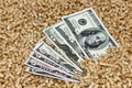 Wood pellets and money, dollars. The concept of savings when using Biofuels from wood chips .The cat litter