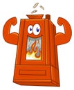 Wood pellett stove cartoon mascot,isolated