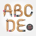 Wood pencil alphabet style.
