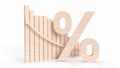 The wood percent and chart for Business concept 3d rendering