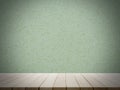 Wood perspective room with green sement wall. Royalty Free Stock Photo