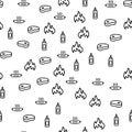 Wood Picnic With Sausages Steak Seamless Pattern