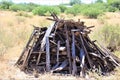 Mesquite wood pile located in Cochise County, Saint David, Arizona Royalty Free Stock Photo