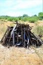 Mesquite wood pile located in Cochise County, Saint David, Arizona Royalty Free Stock Photo