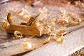 Wood planer and shavings Royalty Free Stock Photo