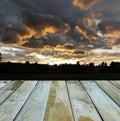 Wood plank on sunset background Royalty Free Stock Photo