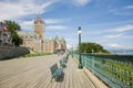 Wood plank walkway Quebec Chateau Frontenac Royalty Free Stock Photo