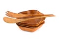 Wood plate, spoon and fork