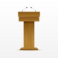 Wood Podium Tribune Rostrum Stand with Microphone