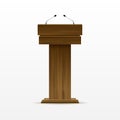 Wood Podium Tribune Rostrum Stand with Microphone Royalty Free Stock Photo