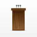 Wood Podium Tribune Rostrum Stand with Microphone