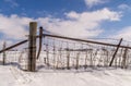 Wood post in countryside. Royalty Free Stock Photo