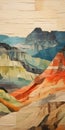 Wood Print Of Grand Canyon In The Style Of Layered Collage Narratives